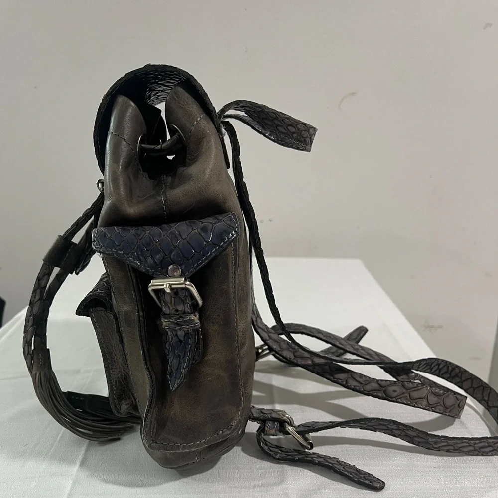 Freebird By Steven Brett Stone Snake Leather Backpack - Picture 3 of 11